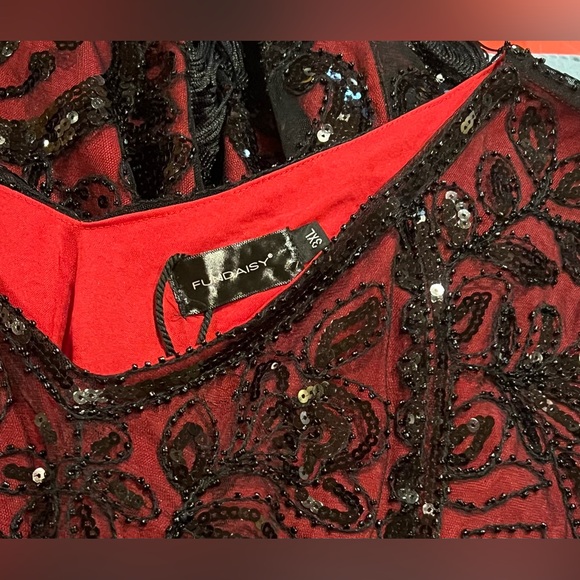 FunDaisy 1920’s Style Dark Redand Black Sequin and fringe Flapper Dress size 3XL - Picture 6 of 6